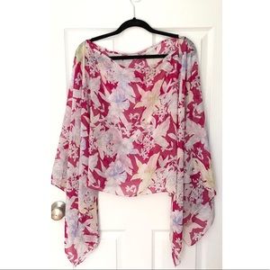 NWOT - Sheer Floral “poncho”